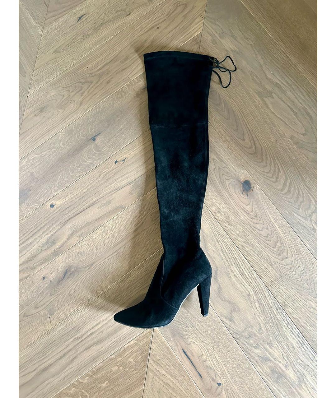 STUART WEITZMAN Черные замшевые ботфорты, фото 9