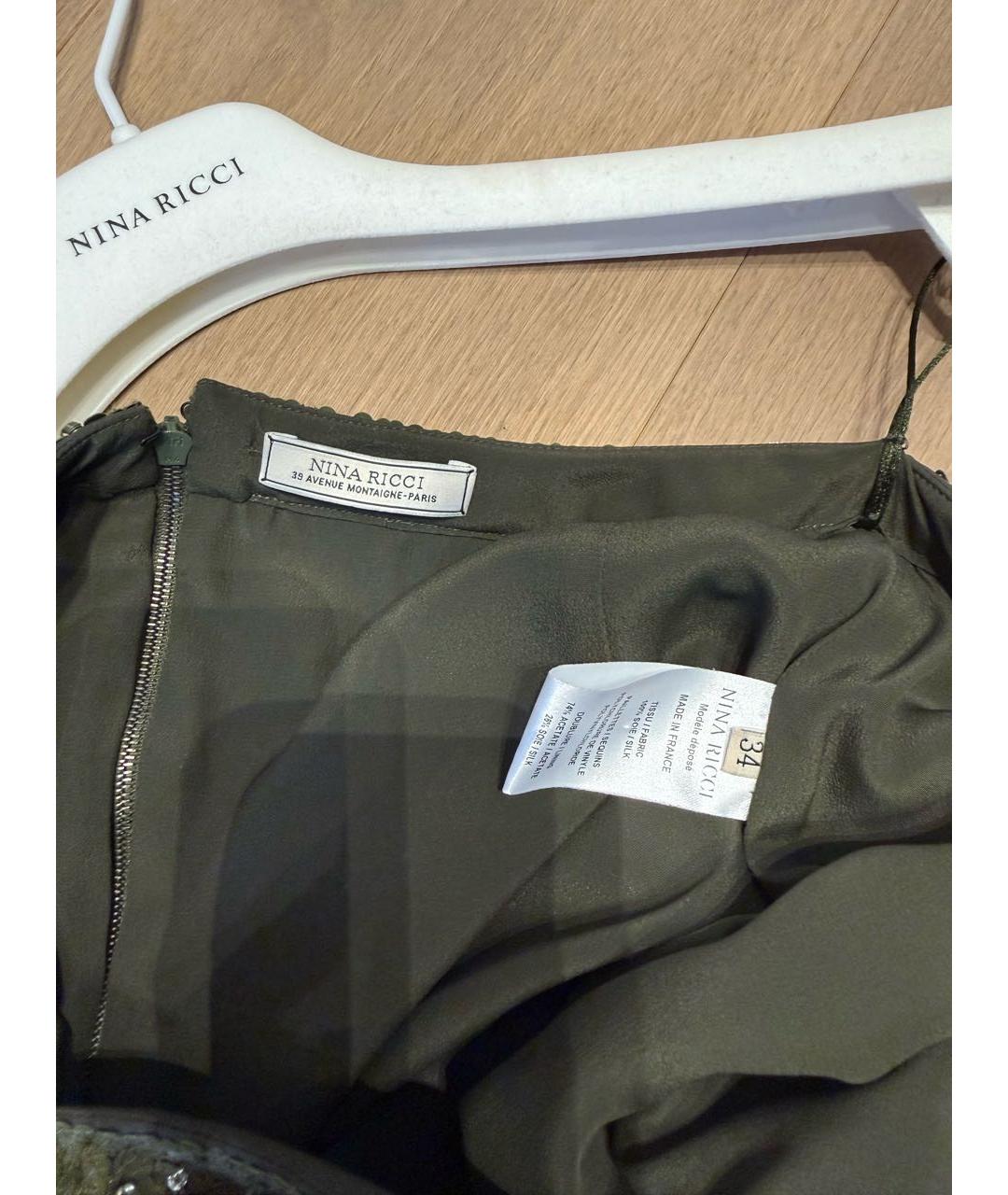 NINA RICCI Зеленый шелковый костюм с юбками, фото 5