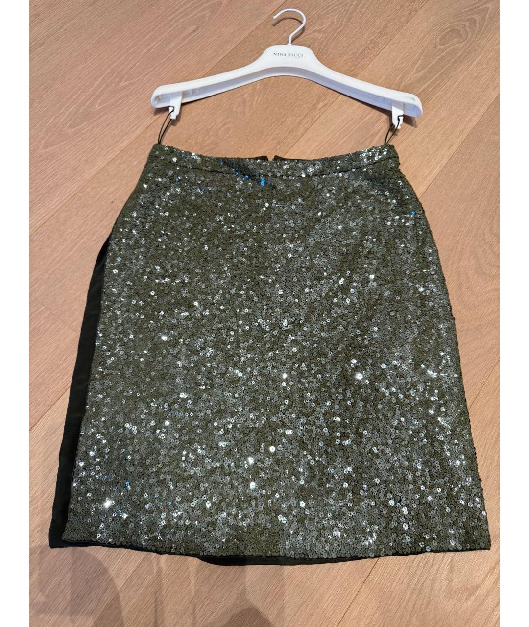 NINA RICCI Зеленый шелковый костюм с юбками, фото 6