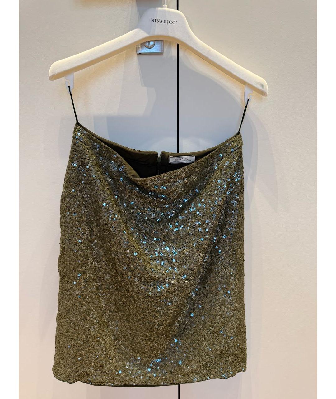 NINA RICCI Зеленый шелковый костюм с юбками, фото 2