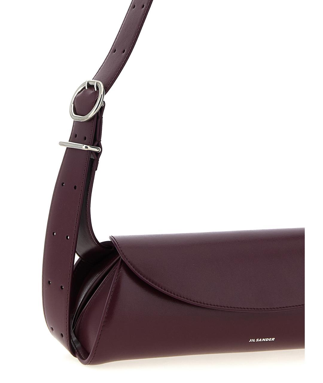 JIL SANDER Бордовая кожаная сумка через плечо, фото 3