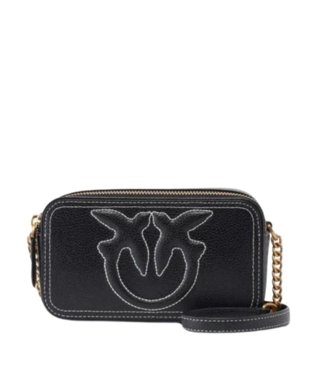 PINKO Черная кожаная сумка через плечо, фото 1