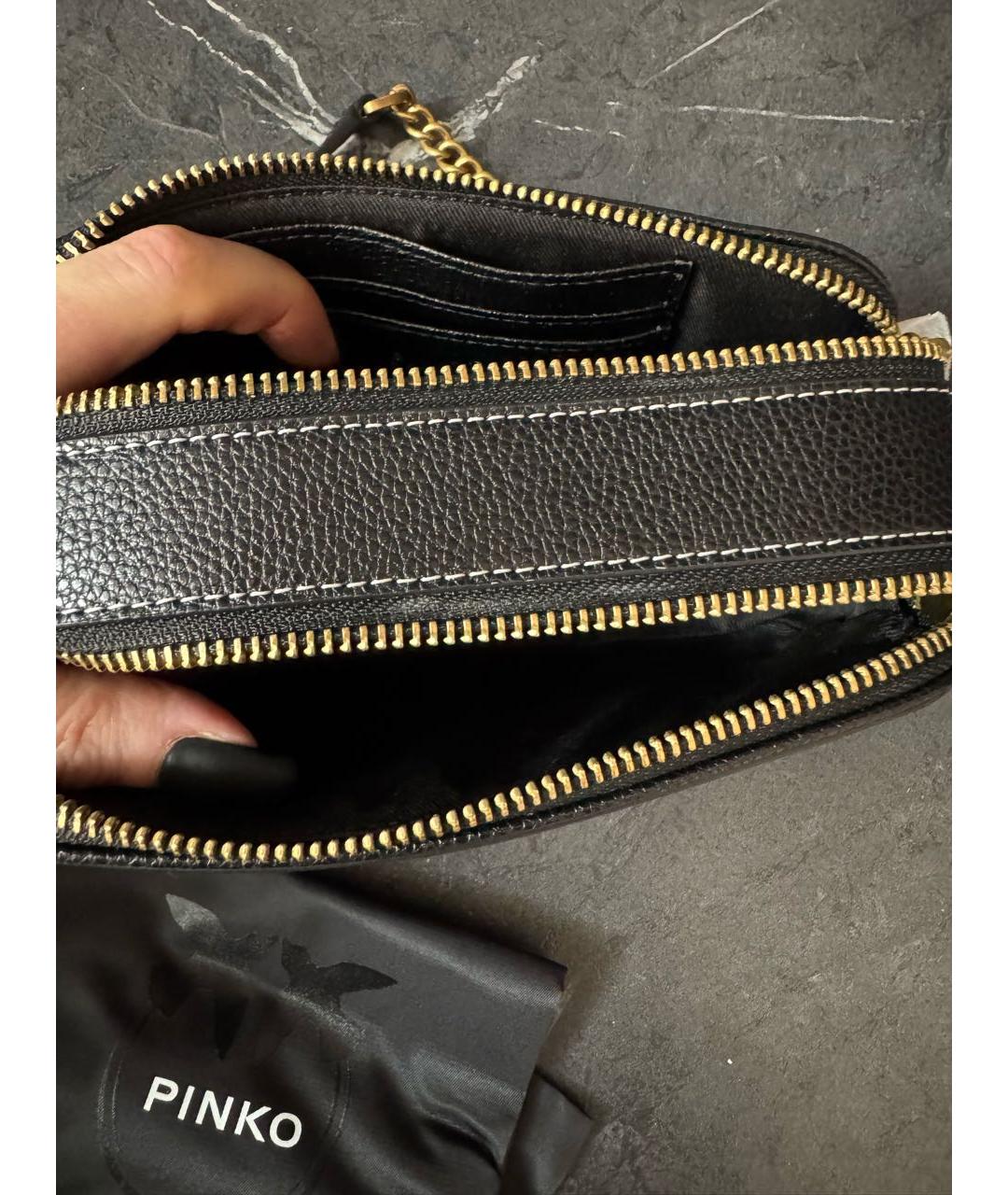 PINKO Черная кожаная сумка через плечо, фото 5