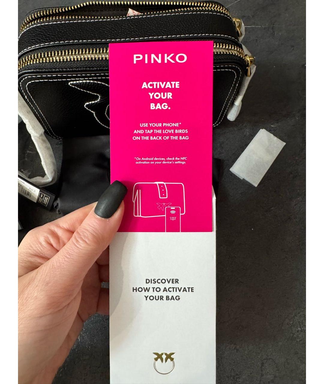 PINKO Черная кожаная сумка через плечо, фото 8