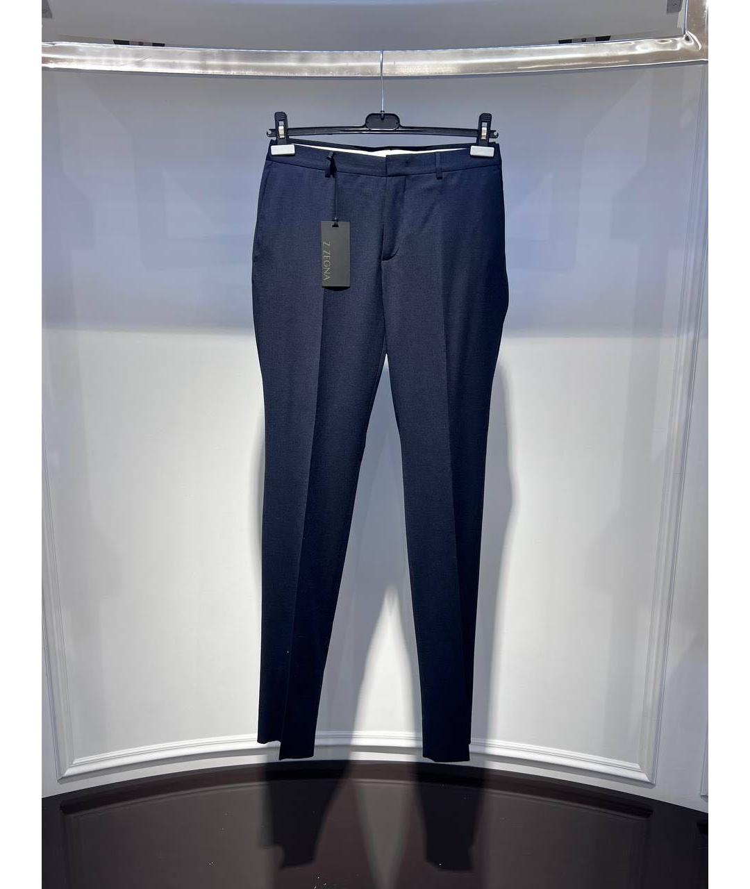 ZZEGNA Темно-синие шерстяные классические брюки, фото 4