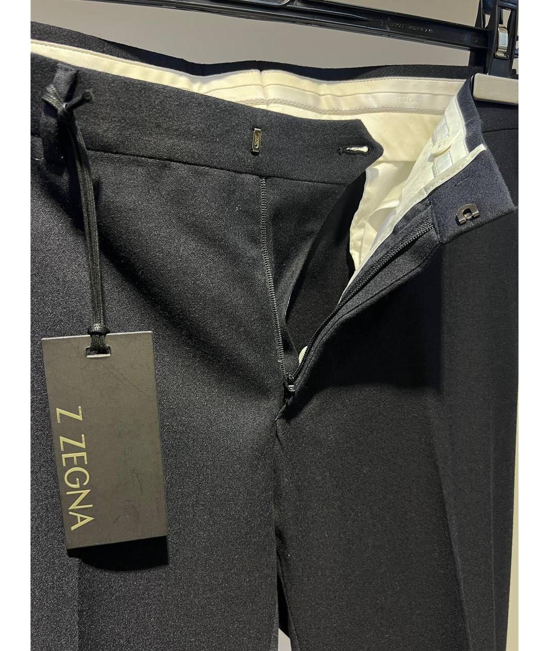 ZZEGNA Темно-синие шерстяные классические брюки, фото 3