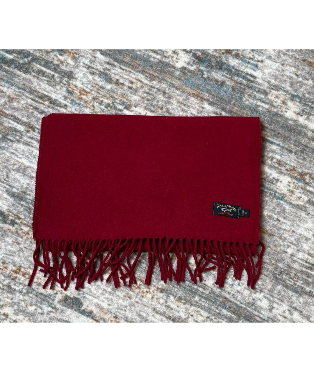 PAUL & SHARK Бордовый шерстяной шарф, фото 2
