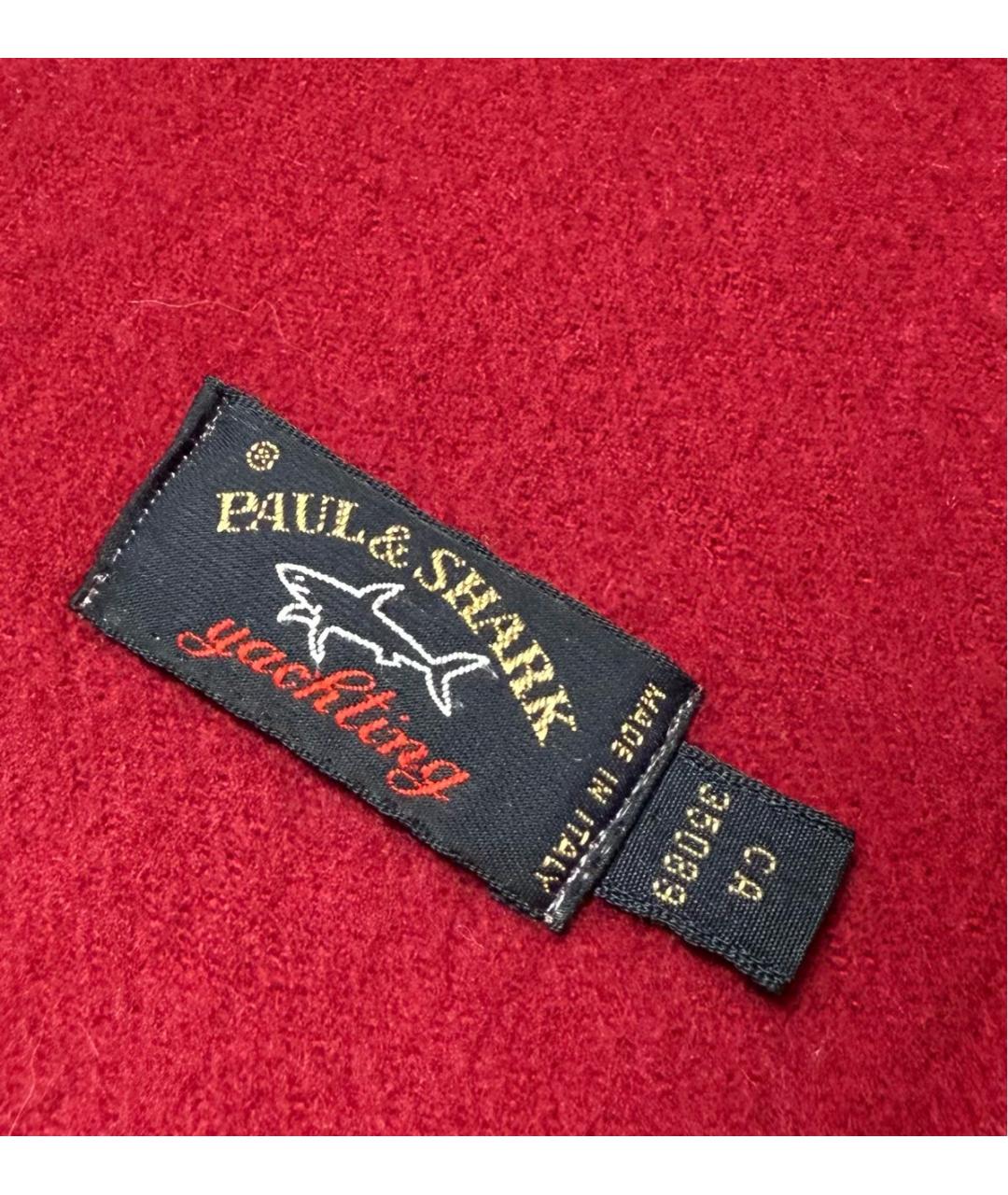 PAUL & SHARK Бордовый шерстяной шарф, фото 4