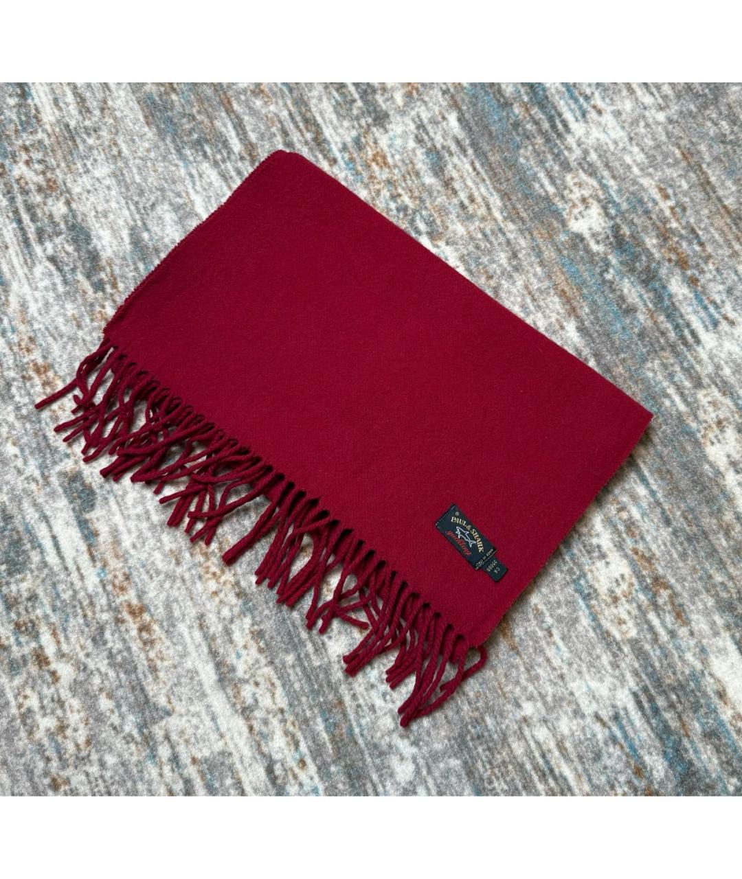 PAUL & SHARK Бордовый шерстяной шарф, фото 6
