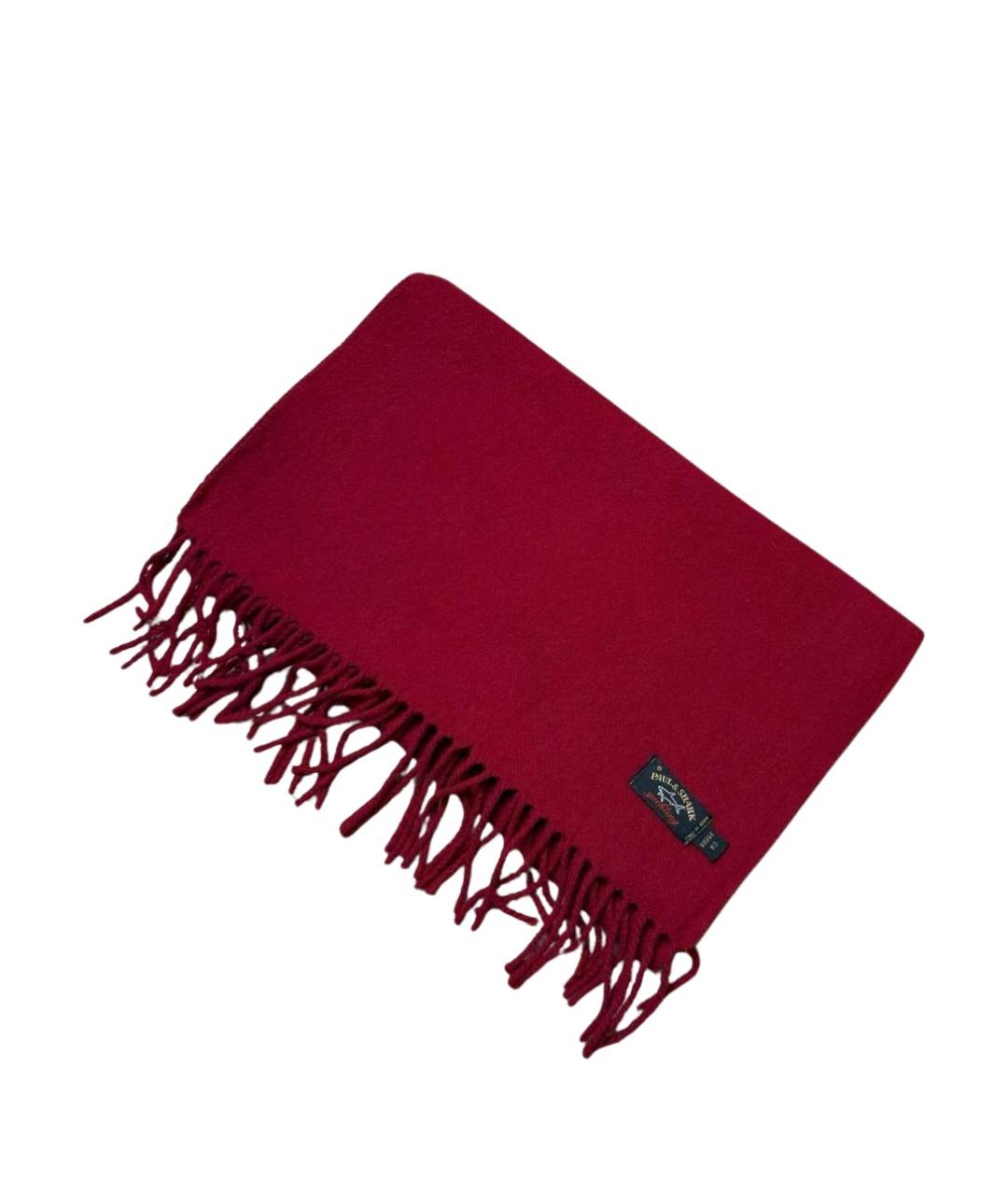 PAUL & SHARK Бордовый шерстяной шарф, фото 1
