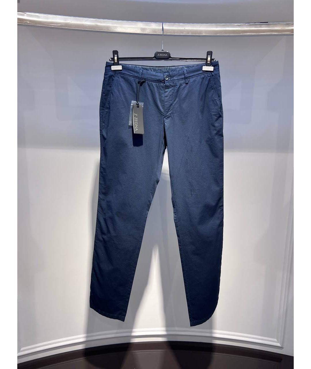 ZZEGNA Темно-синие хлопковые классические брюки, фото 4