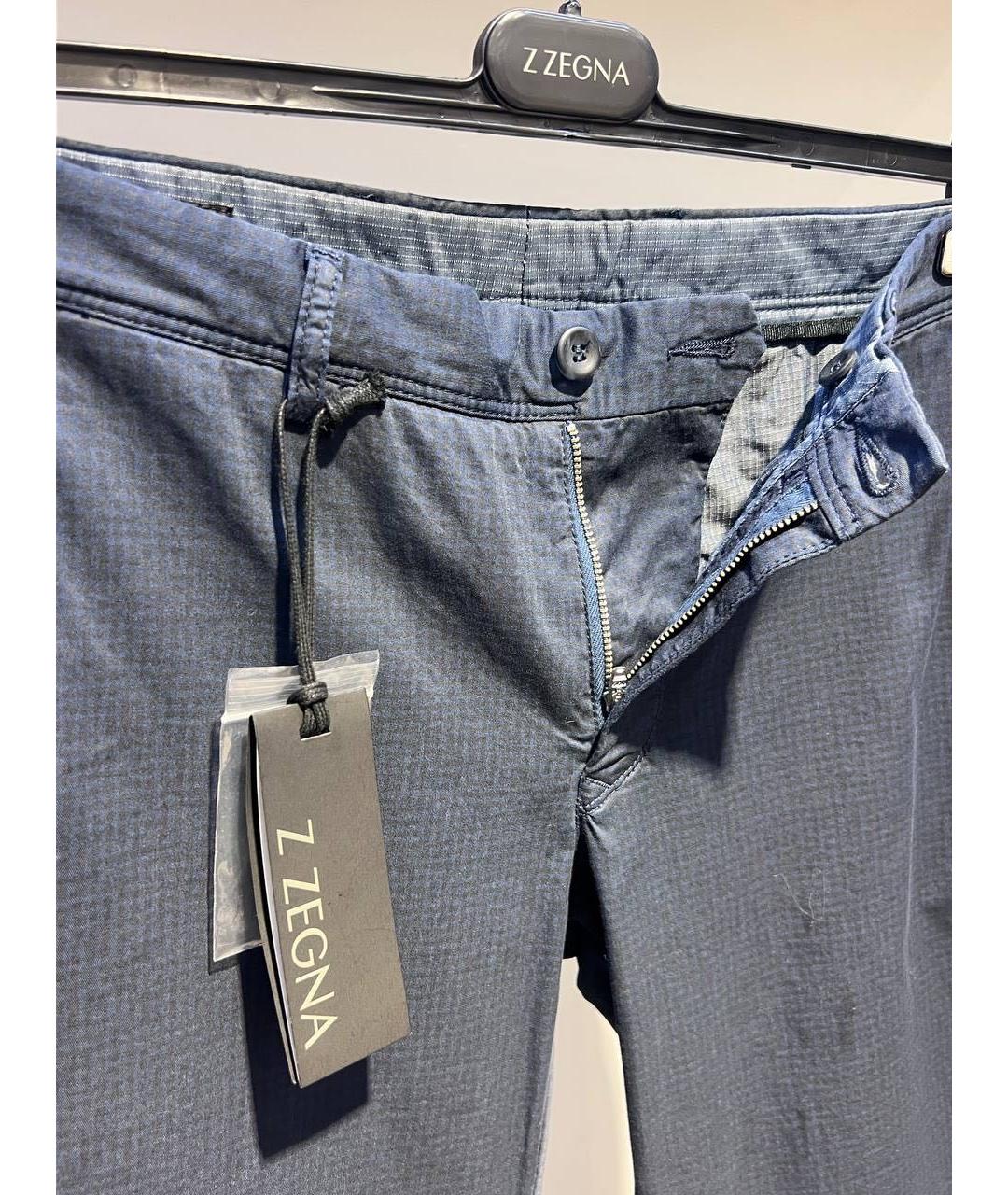 ZZEGNA Темно-синие хлопковые классические брюки, фото 3