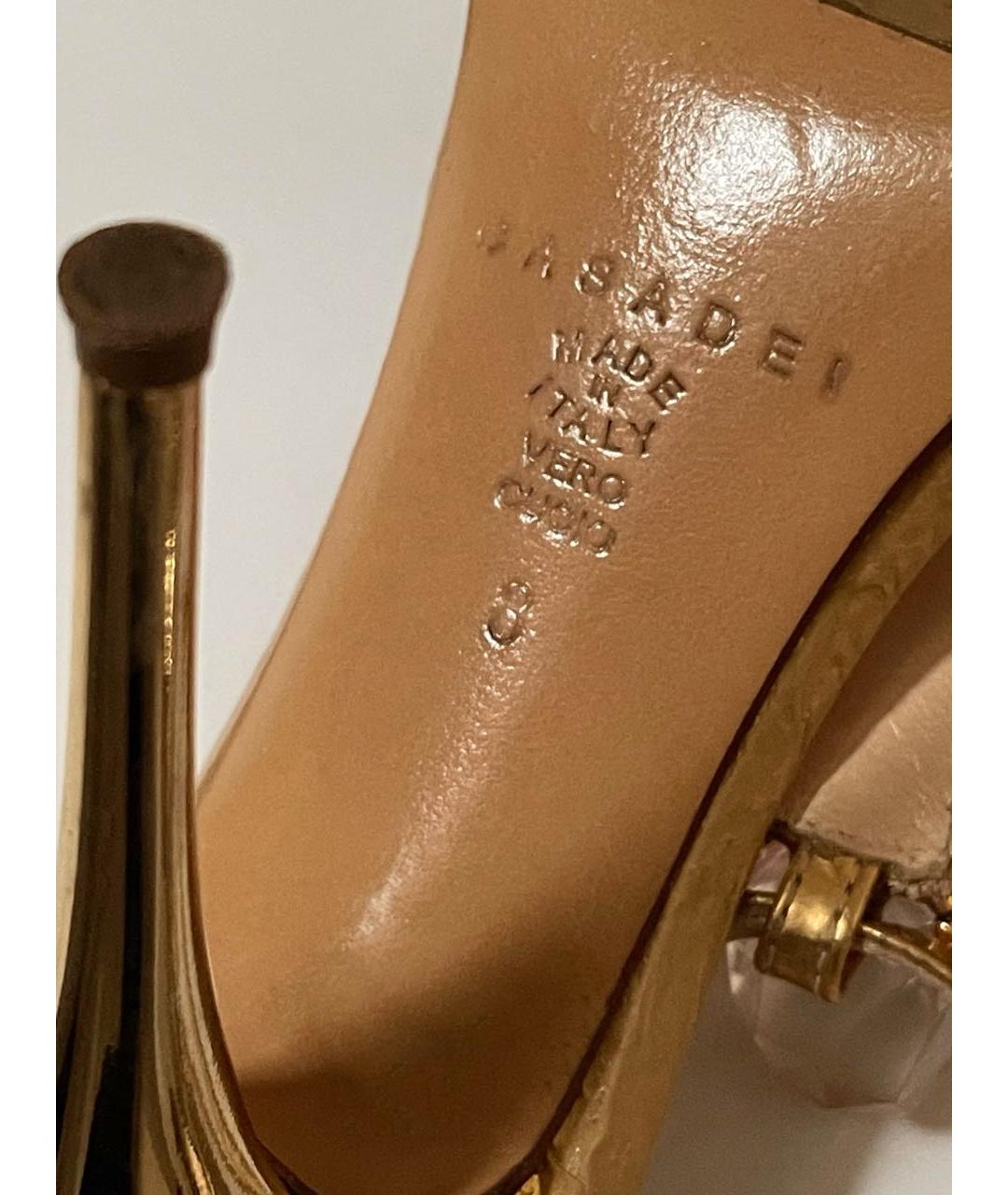 CASADEI Золотые кожаные босоножки, фото 5