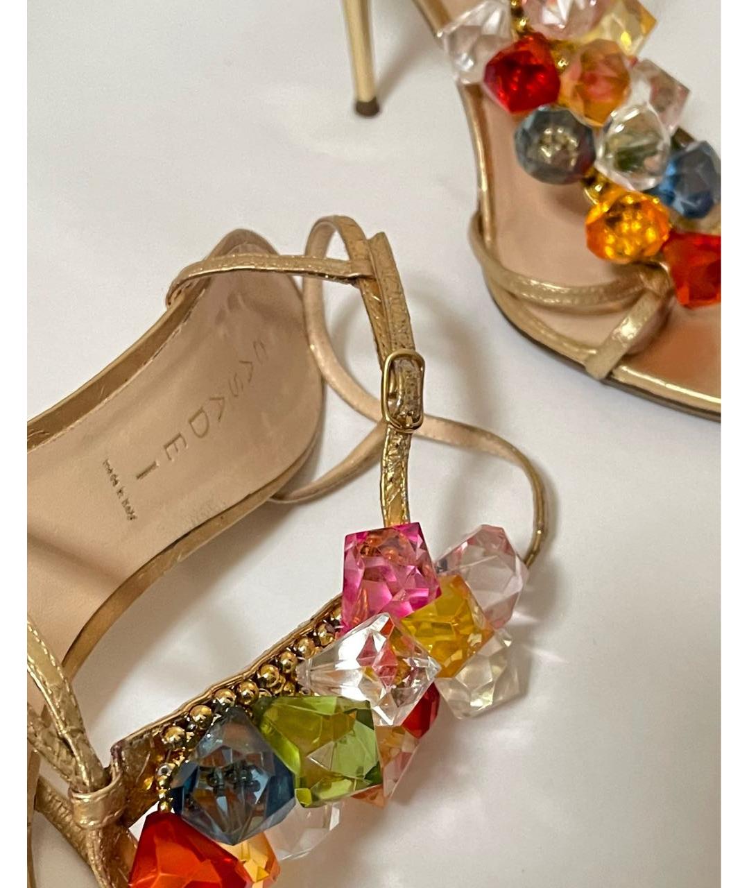 CASADEI Золотые кожаные босоножки, фото 7