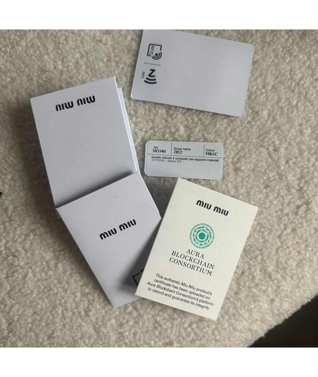 MIU MIU Белые латунные серьги, фото 7