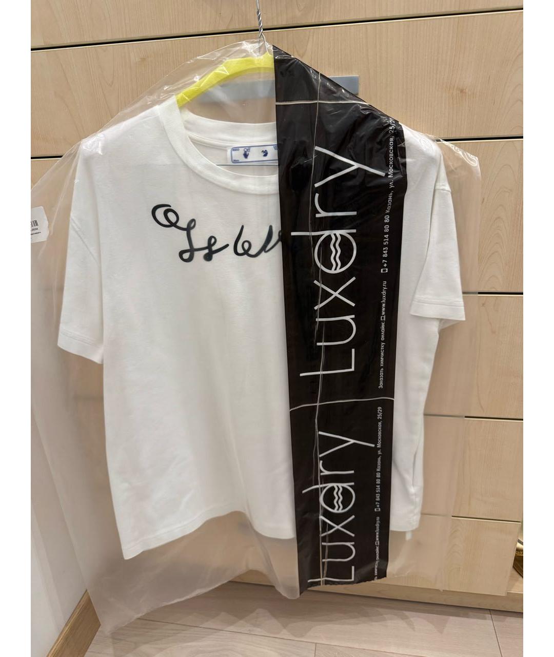 OFF-WHITE Бирюзовая хлопковая футболка, фото 2