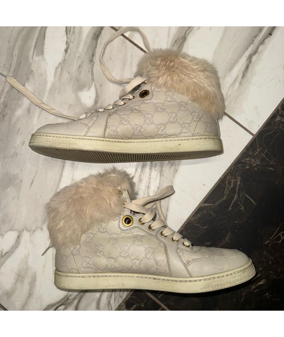 GUCCI Бежевые кожаные ботинки, фото 2