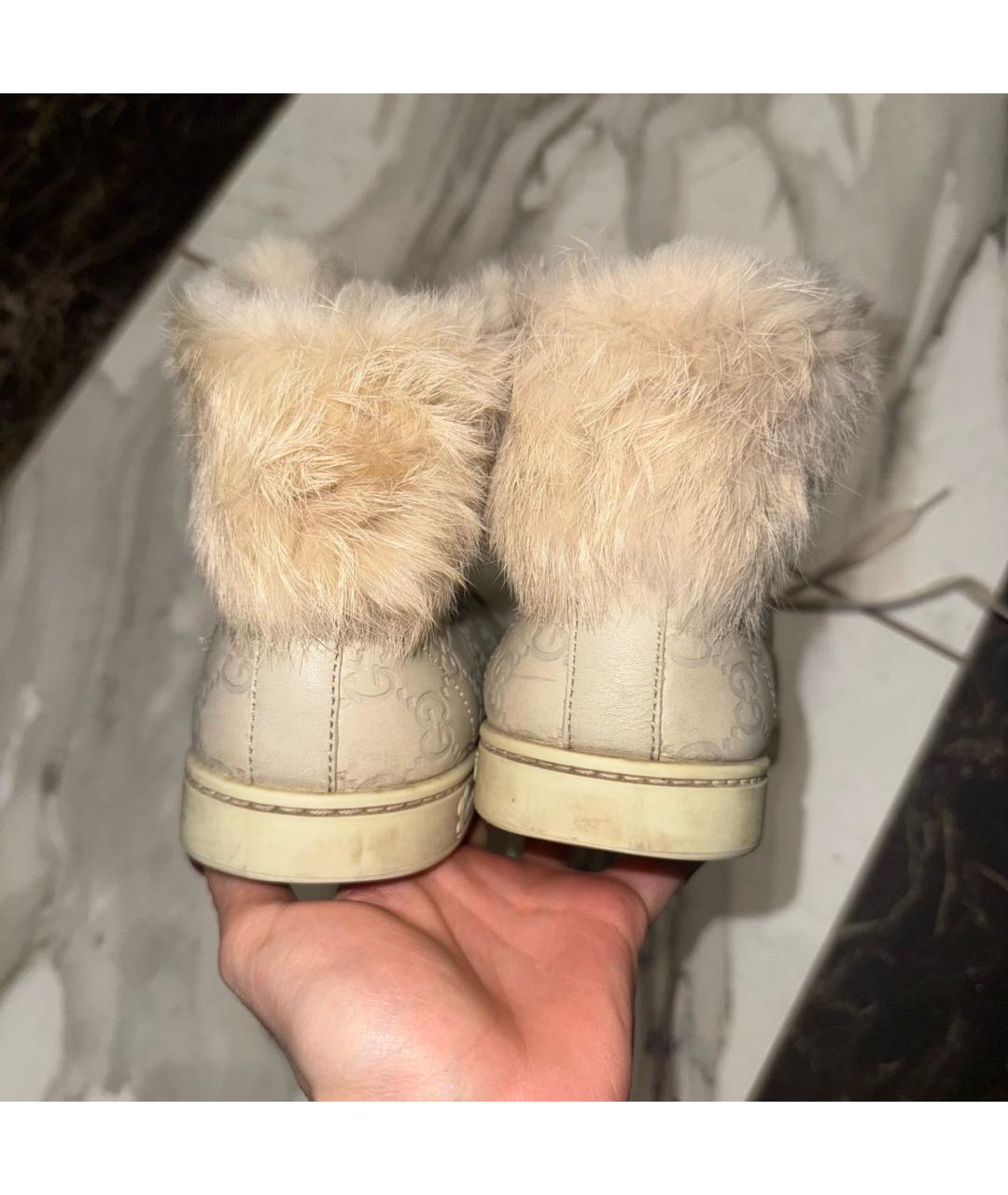 GUCCI Бежевые кожаные ботинки, фото 5