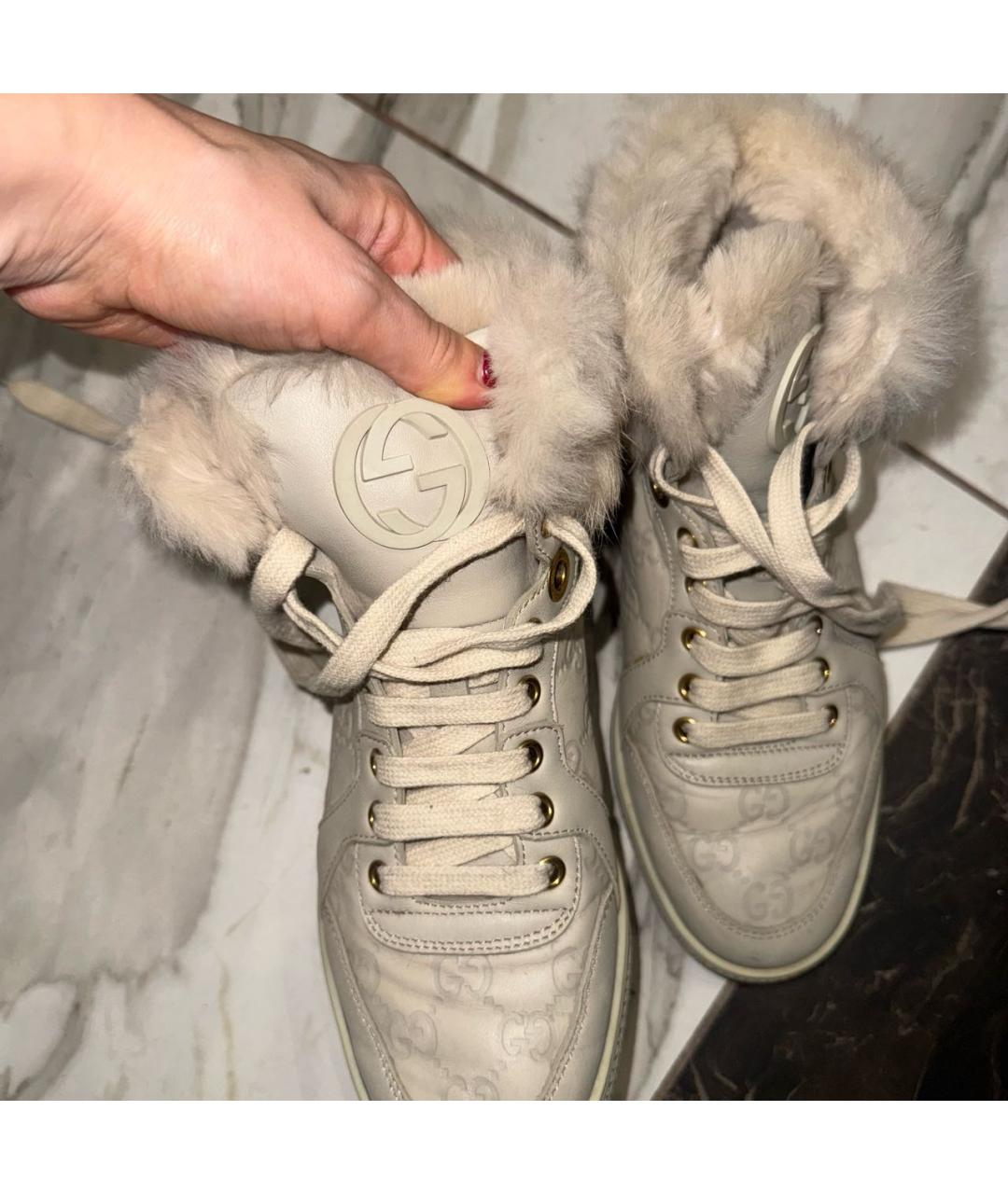 GUCCI Бежевые кожаные ботинки, фото 4