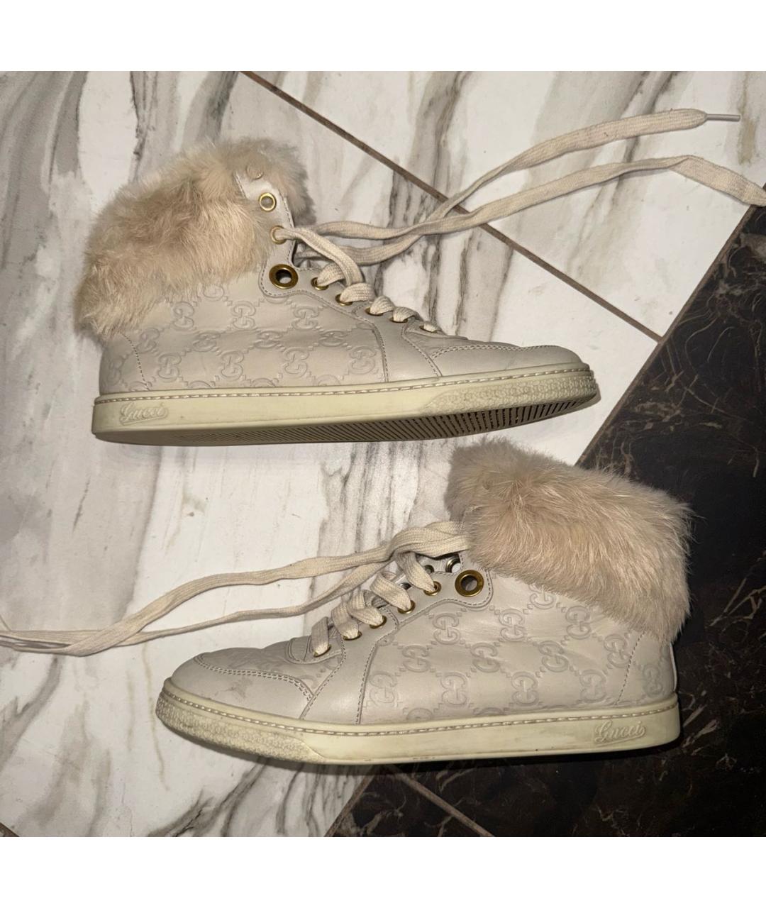 GUCCI Бежевые кожаные ботинки, фото 9