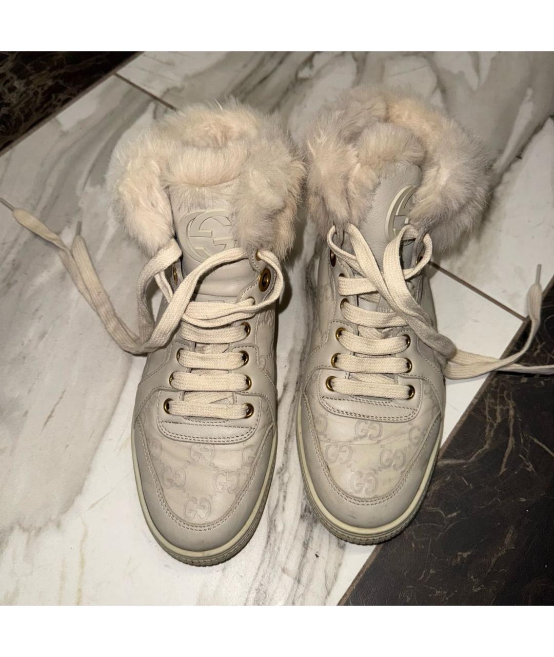 GUCCI Бежевые кожаные ботинки, фото 3