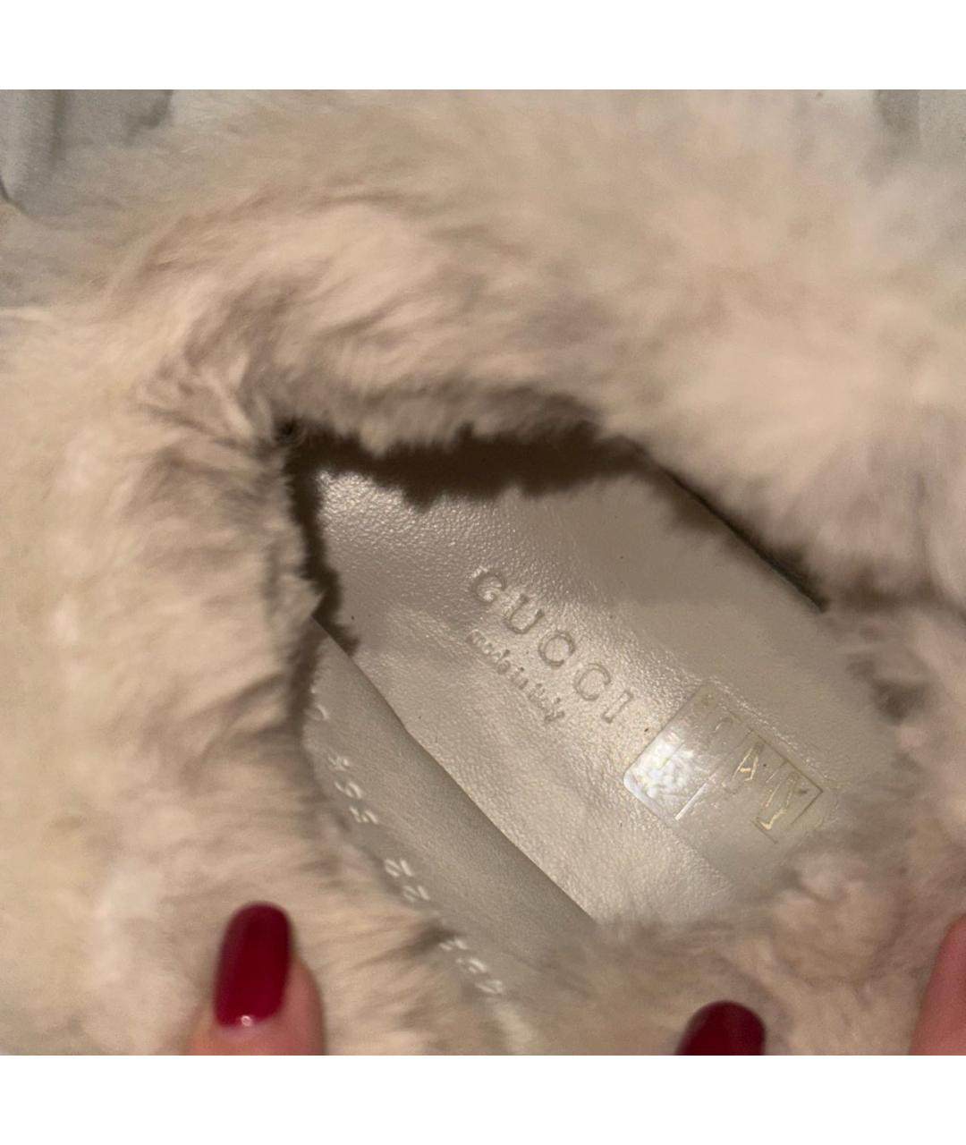 GUCCI Бежевые кожаные ботинки, фото 7