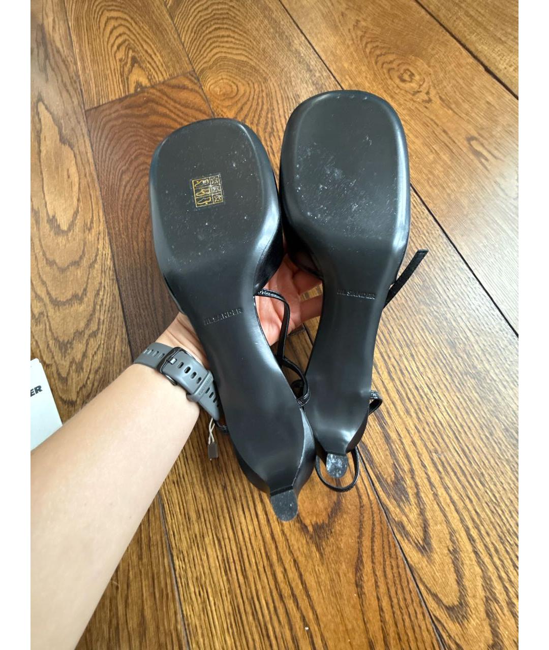 JIL SANDER Черные кожаные мюли, фото 7