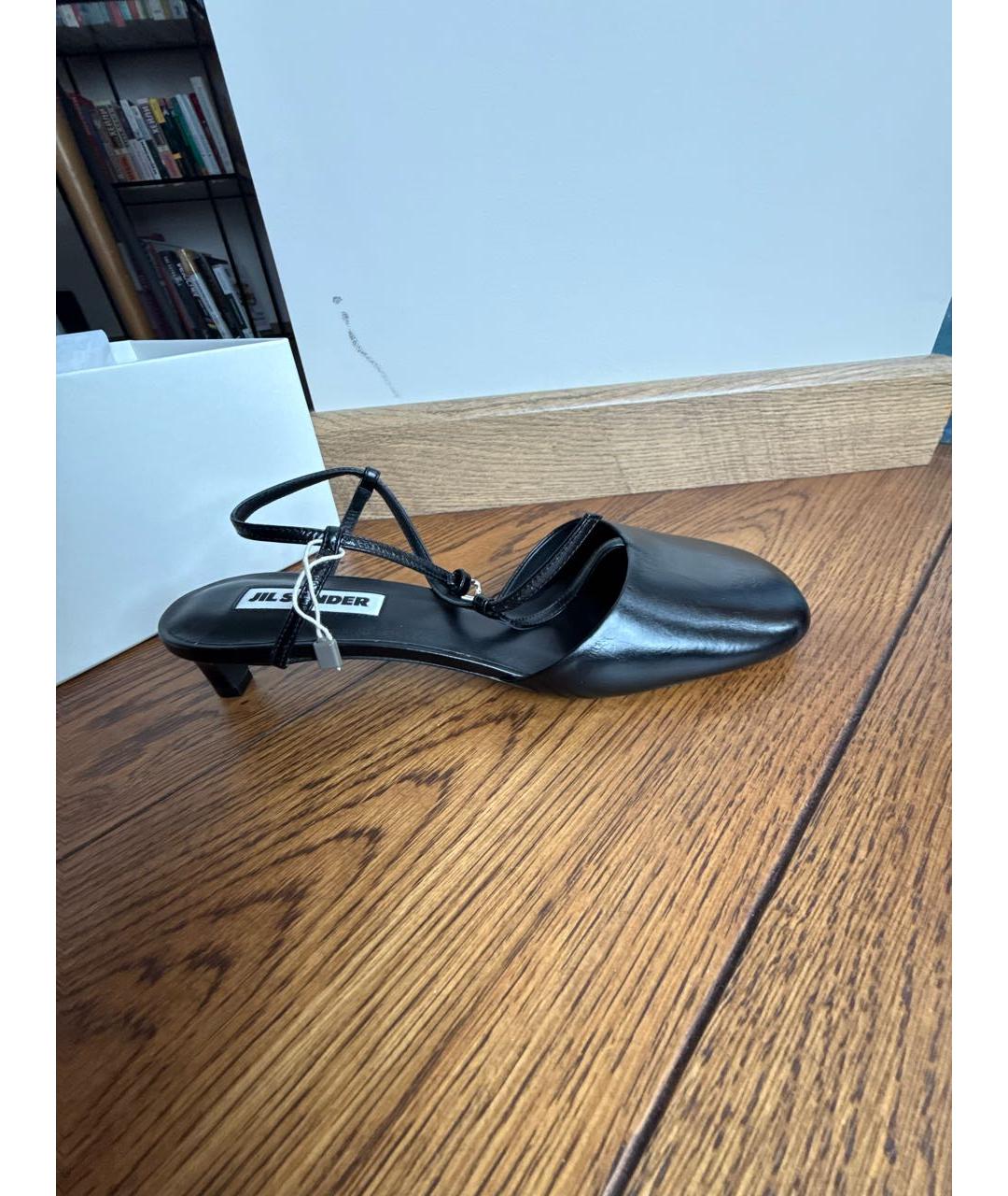 JIL SANDER Черные кожаные мюли, фото 8