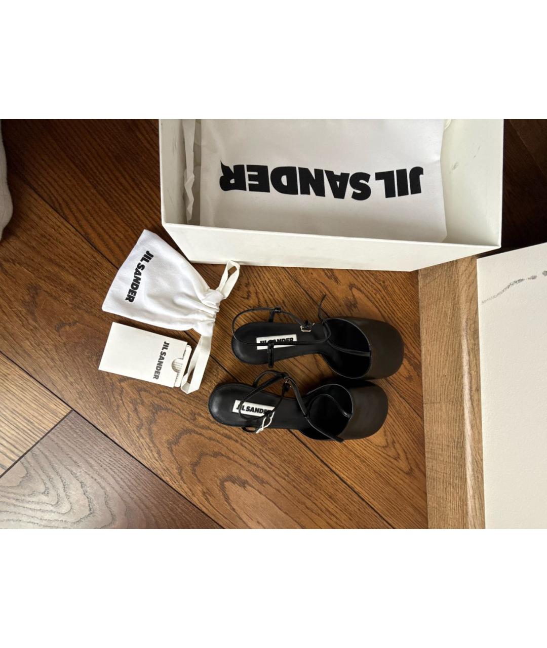 JIL SANDER Черные кожаные мюли, фото 5