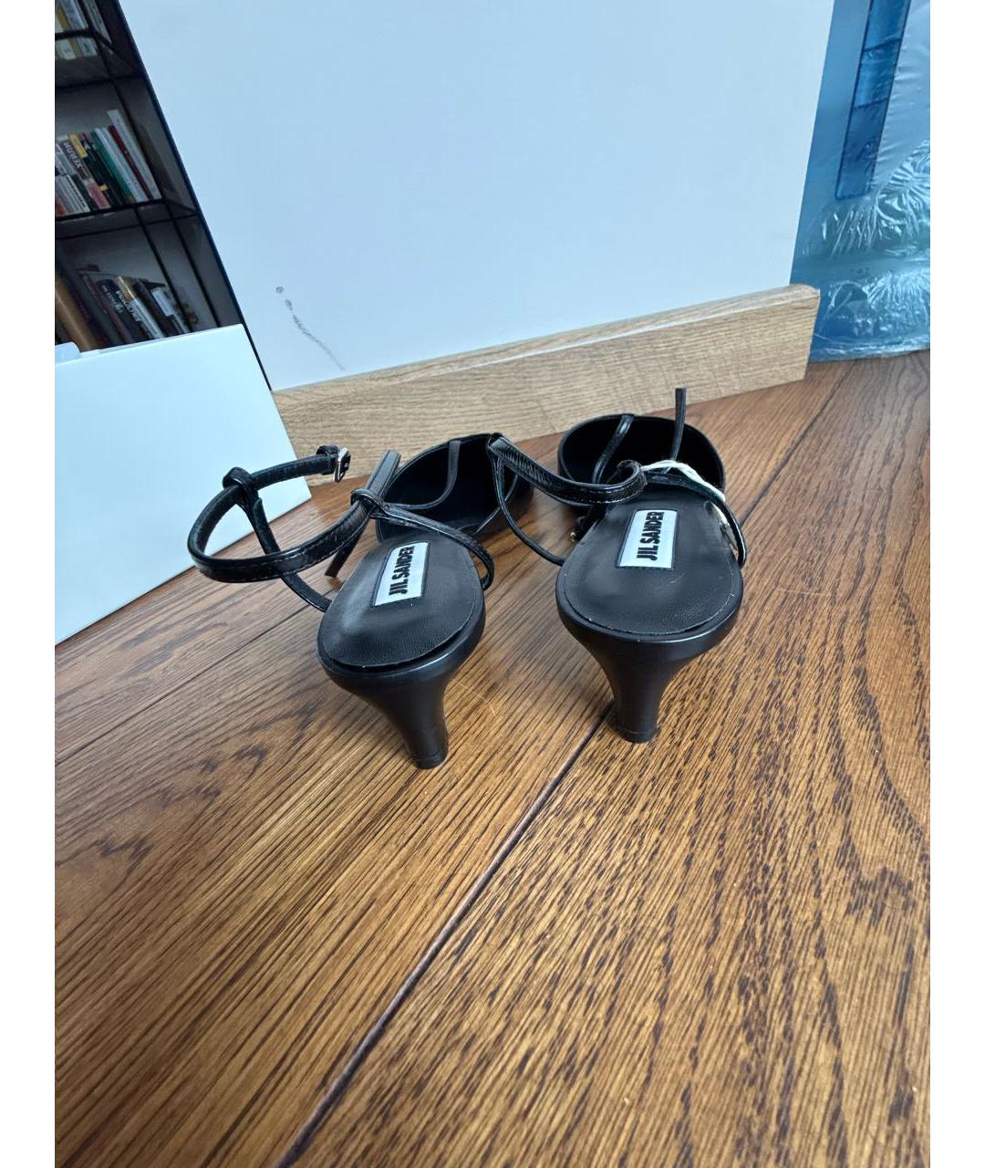 JIL SANDER Черные кожаные мюли, фото 4