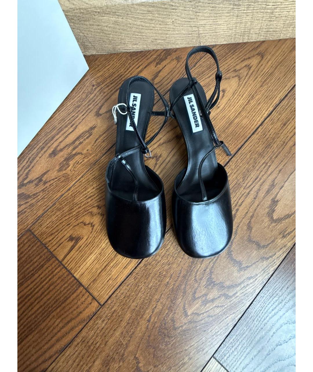 JIL SANDER Черные кожаные мюли, фото 3