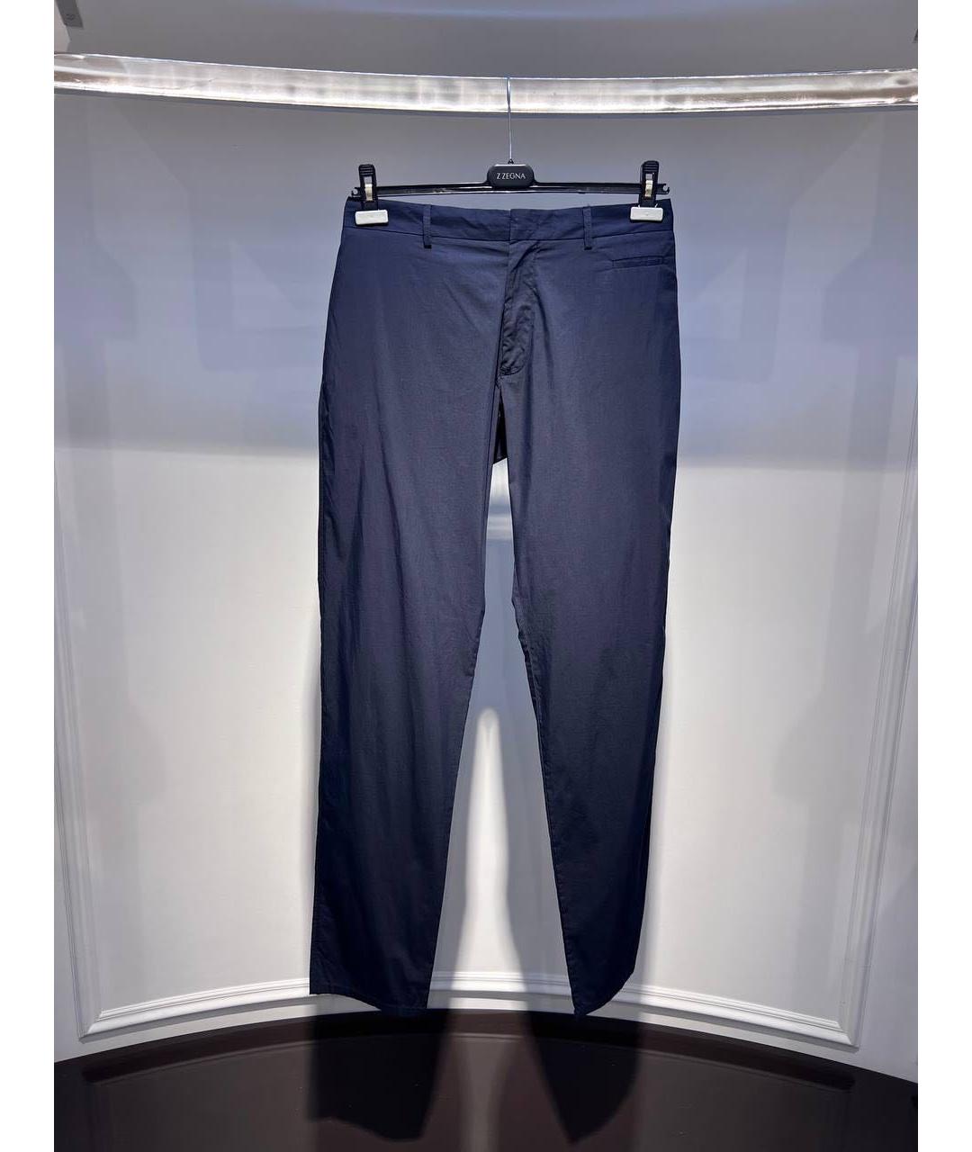 ZZEGNA Темно-синие хлопковые классические брюки, фото 4