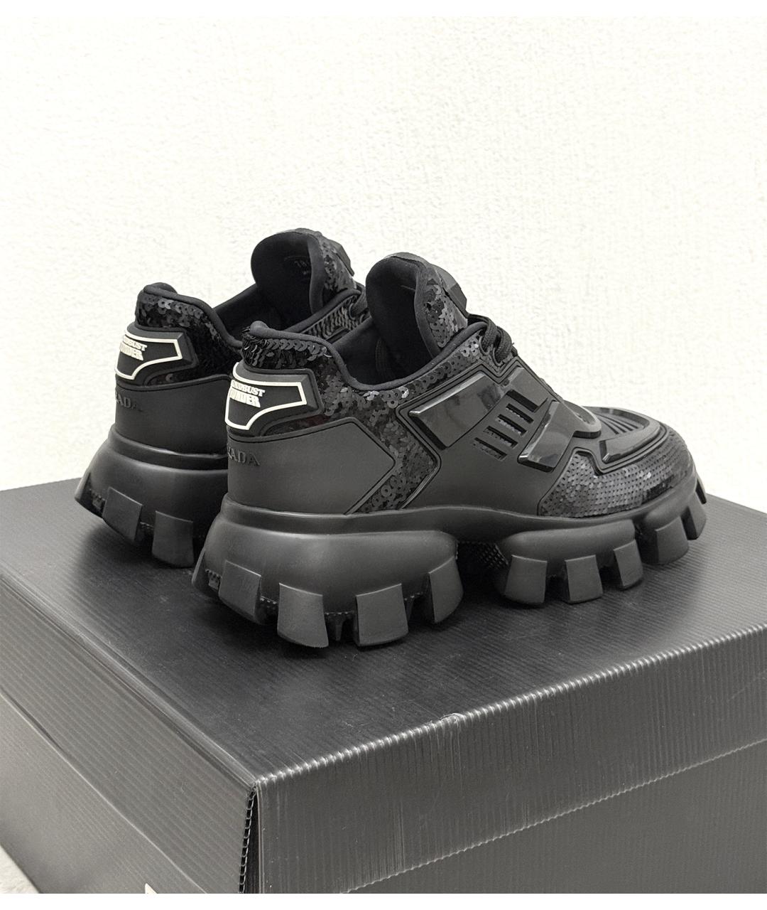 PRADA Черные кожаные низкие кроссовки / кеды, фото 4