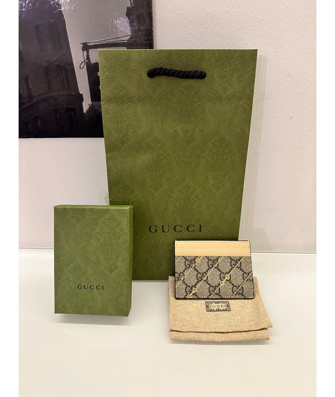 GUCCI Бежевый кожаный кардхолдер, фото 7