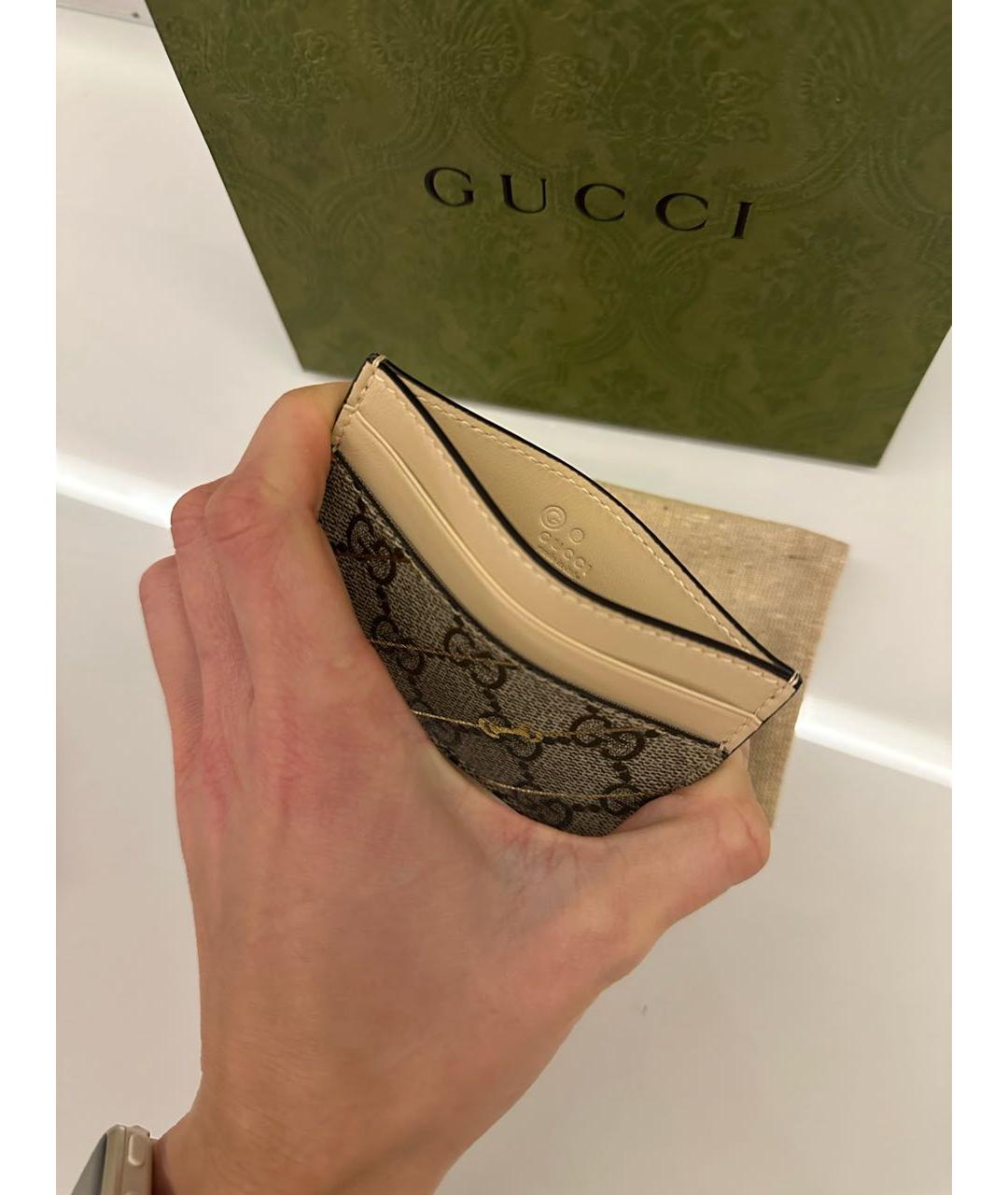 GUCCI Бежевый кожаный кардхолдер, фото 6