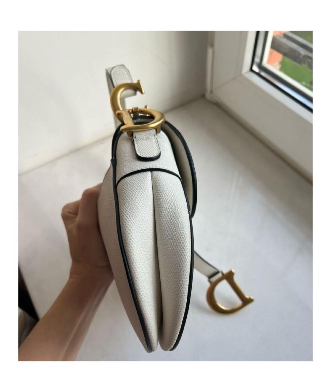 CHRISTIAN DIOR Белая кожаная сумка с короткими ручками, фото 2