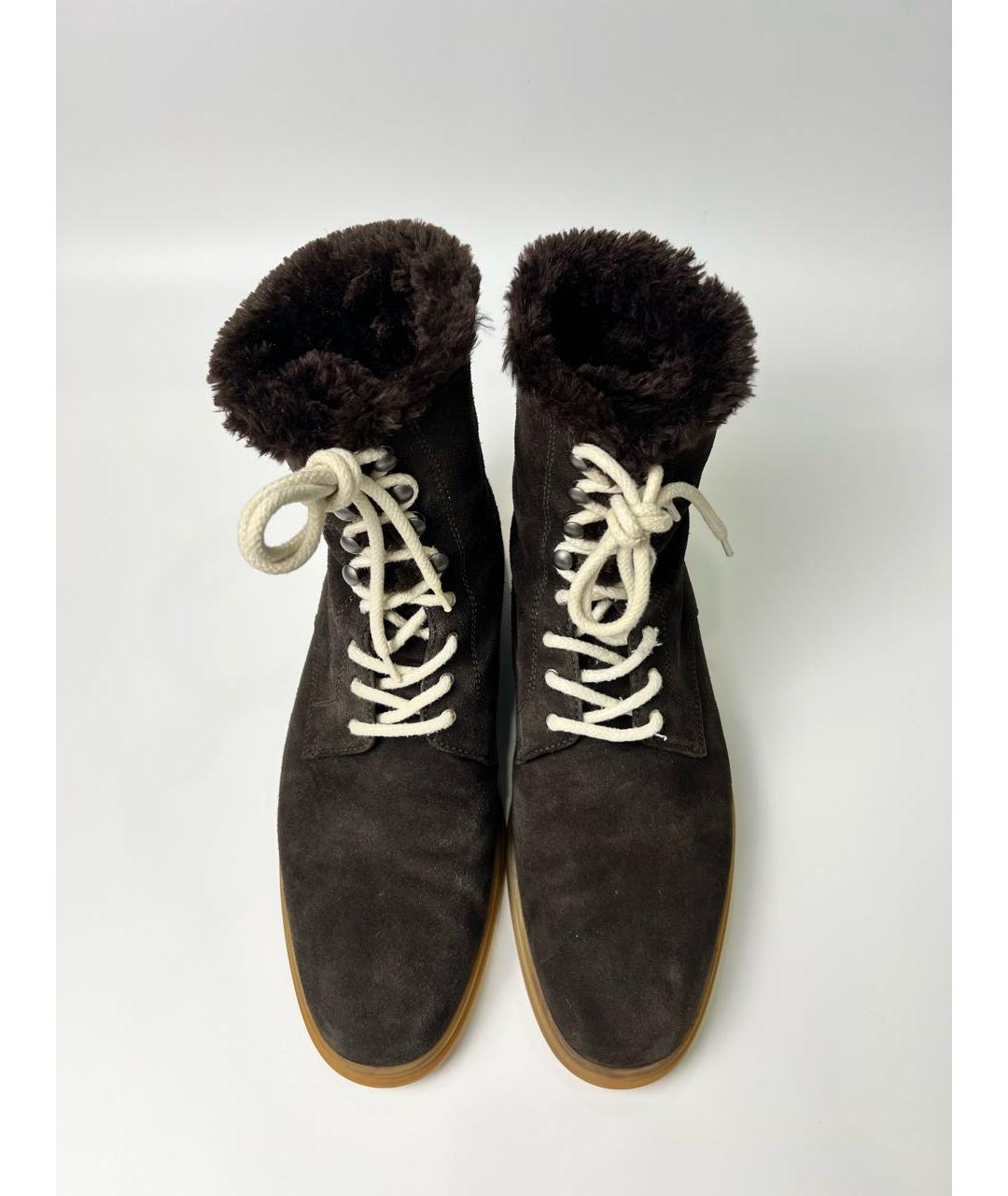 LORO PIANA Коричневые замшевые высокие ботинки, фото 3