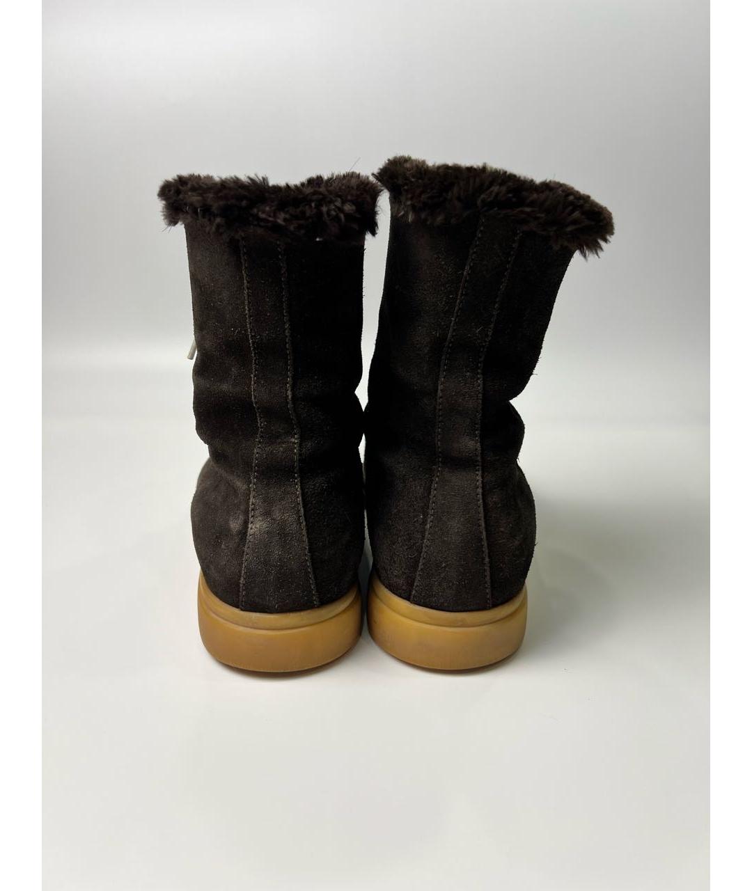 LORO PIANA Коричневые замшевые высокие ботинки, фото 4