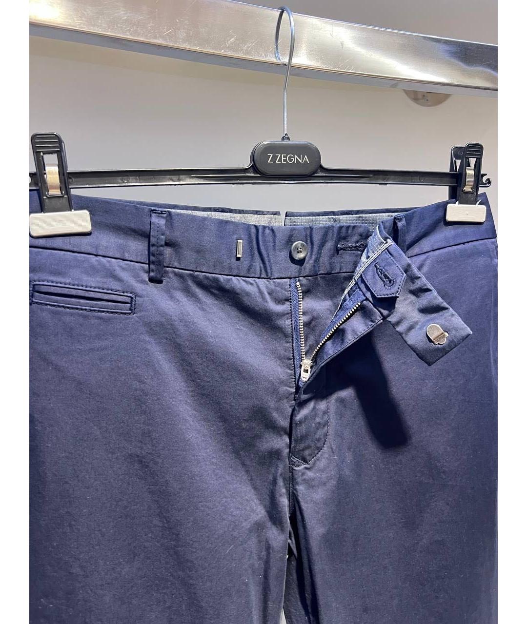 ZZEGNA Темно-синие хлопковые классические брюки, фото 3