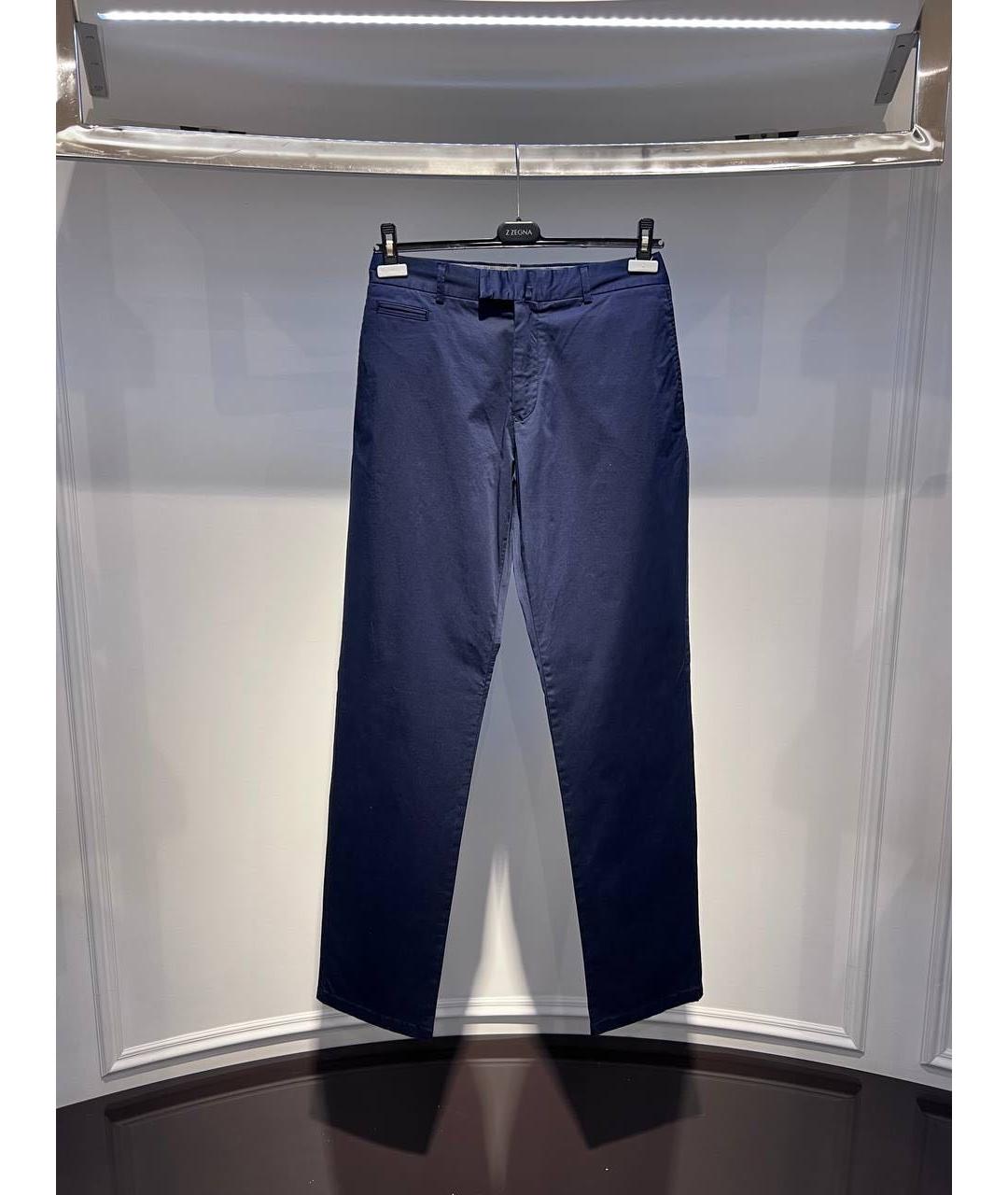 ZZEGNA Темно-синие хлопковые классические брюки, фото 4