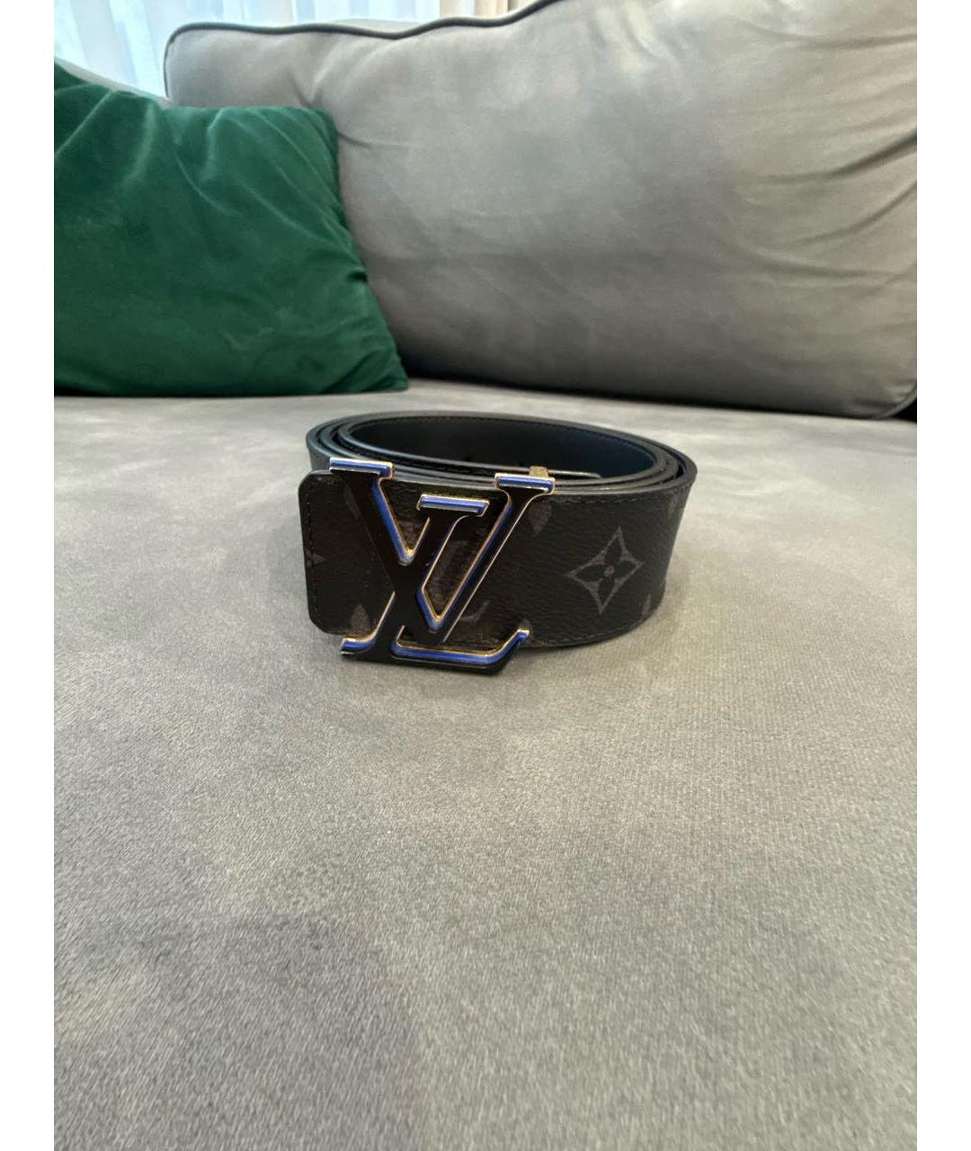 LOUIS VUITTON Черный кожаный ремень, фото 3