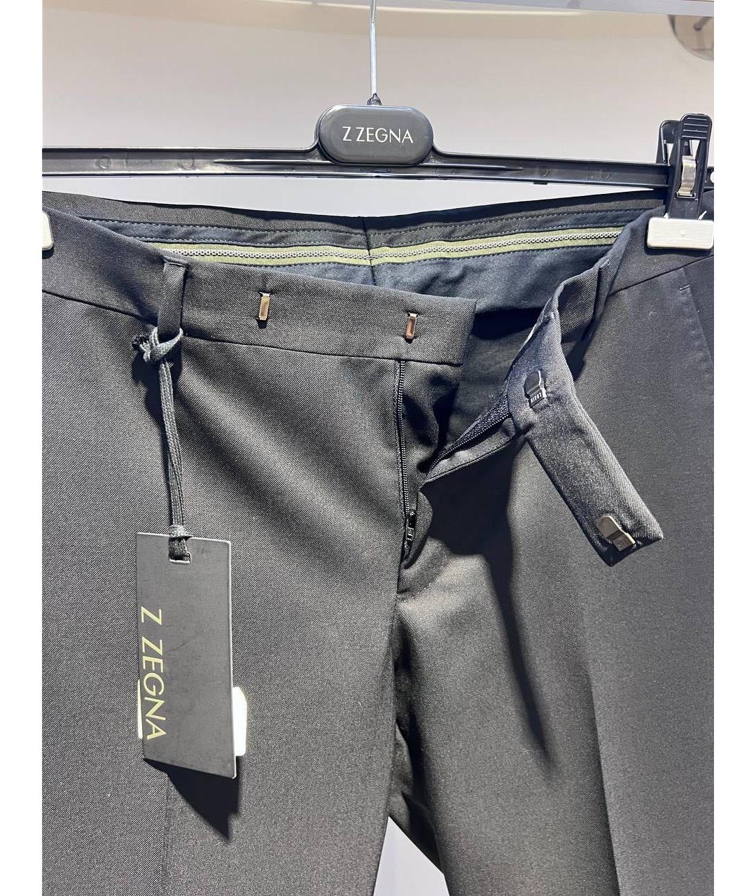 ZZEGNA Черные полиэстеровые классические брюки, фото 3