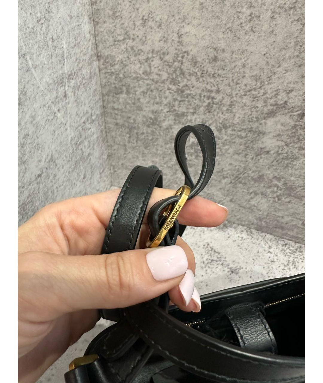 BALENCIAGA Черная кожаная сумка через плечо, фото 7