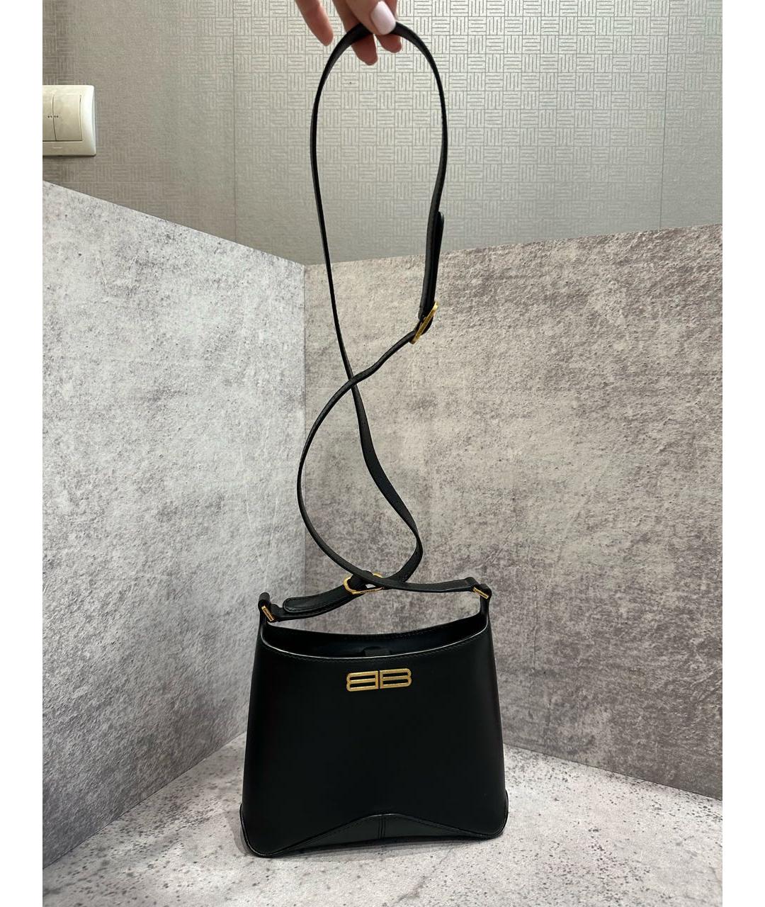 BALENCIAGA Черная кожаная сумка через плечо, фото 5