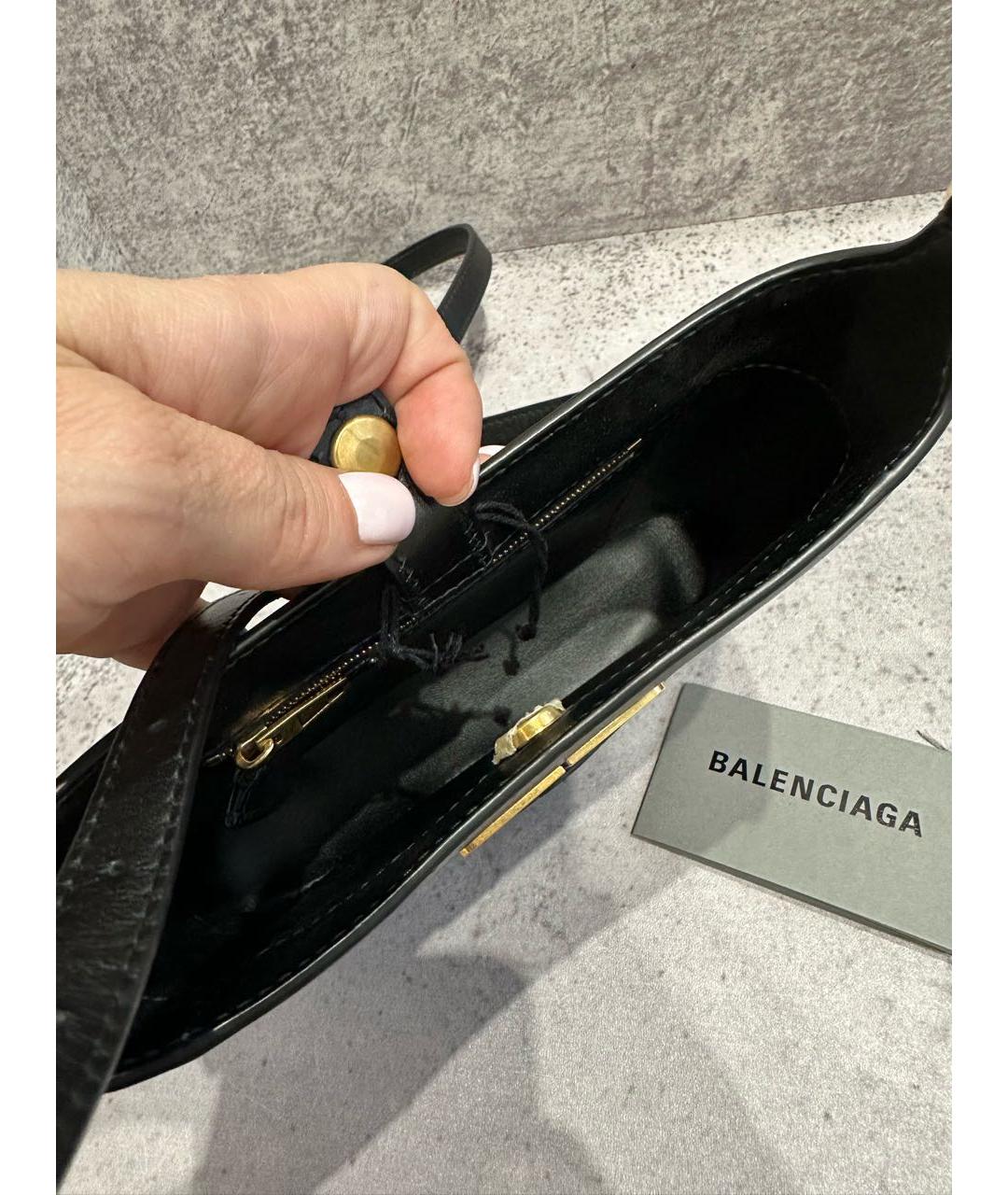 BALENCIAGA Черная кожаная сумка через плечо, фото 4