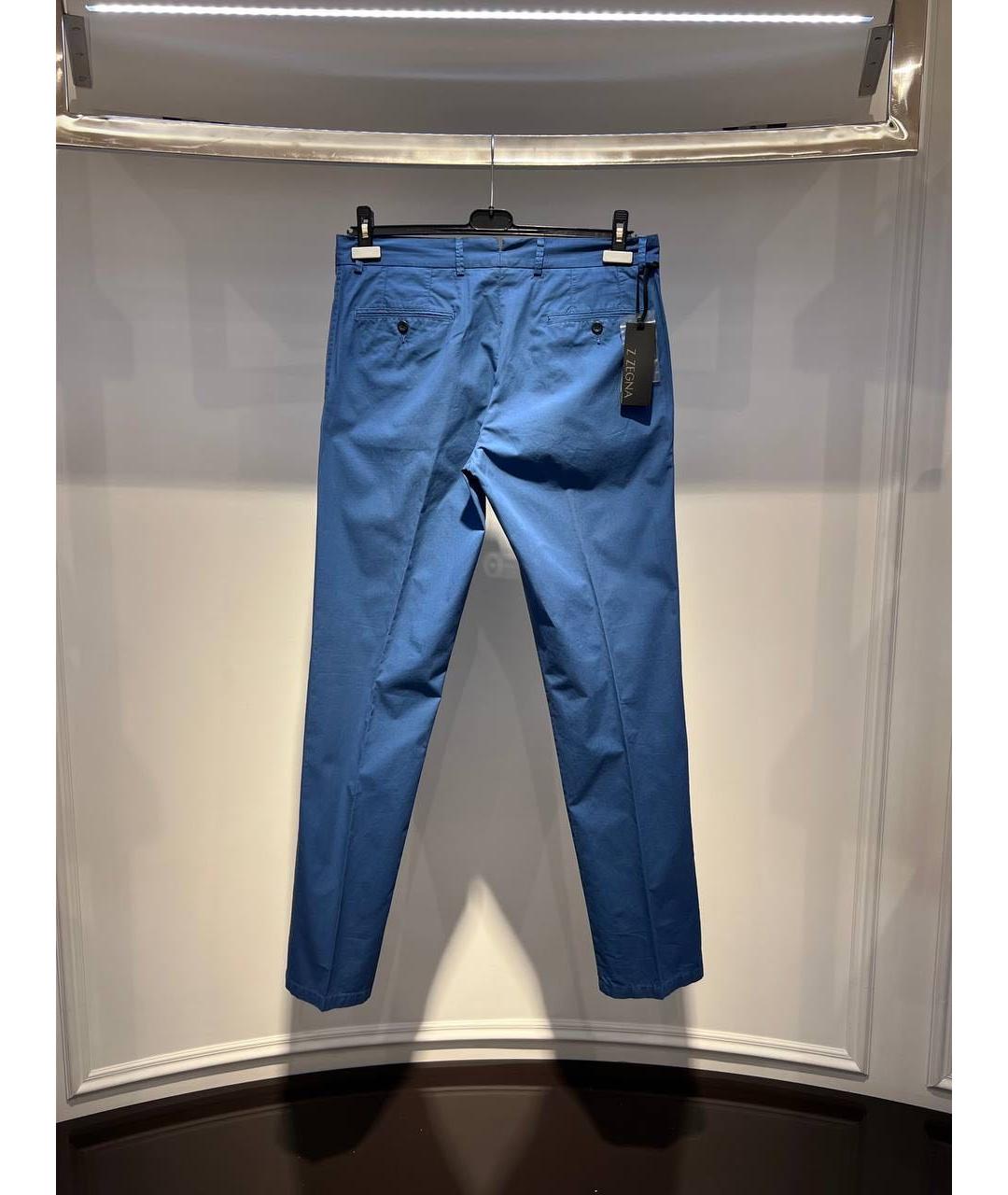 ZZEGNA Голубые хлопковые классические брюки, фото 2