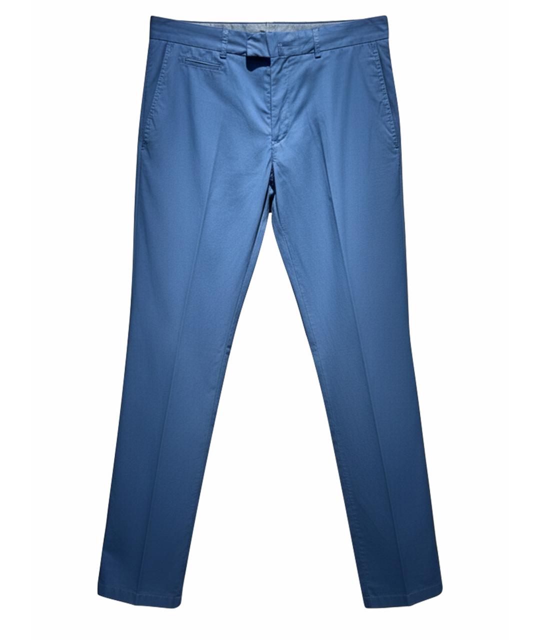 ZZEGNA Голубые хлопковые классические брюки, фото 1