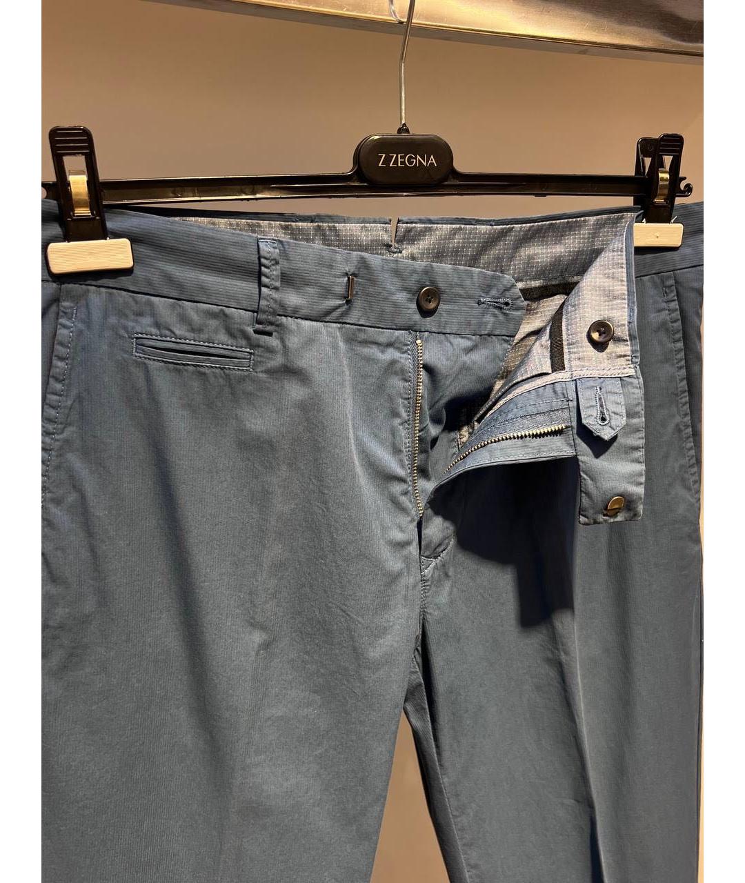 ZZEGNA Голубые хлопковые классические брюки, фото 3