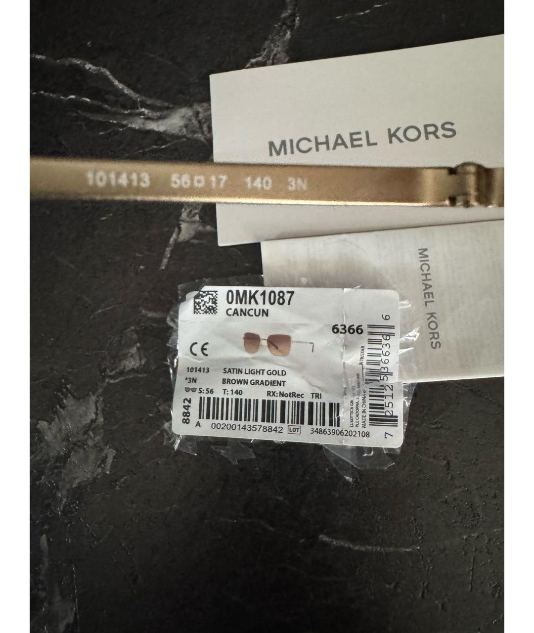 MICHAEL KORS Коричневые металлические солнцезащитные очки, фото 6