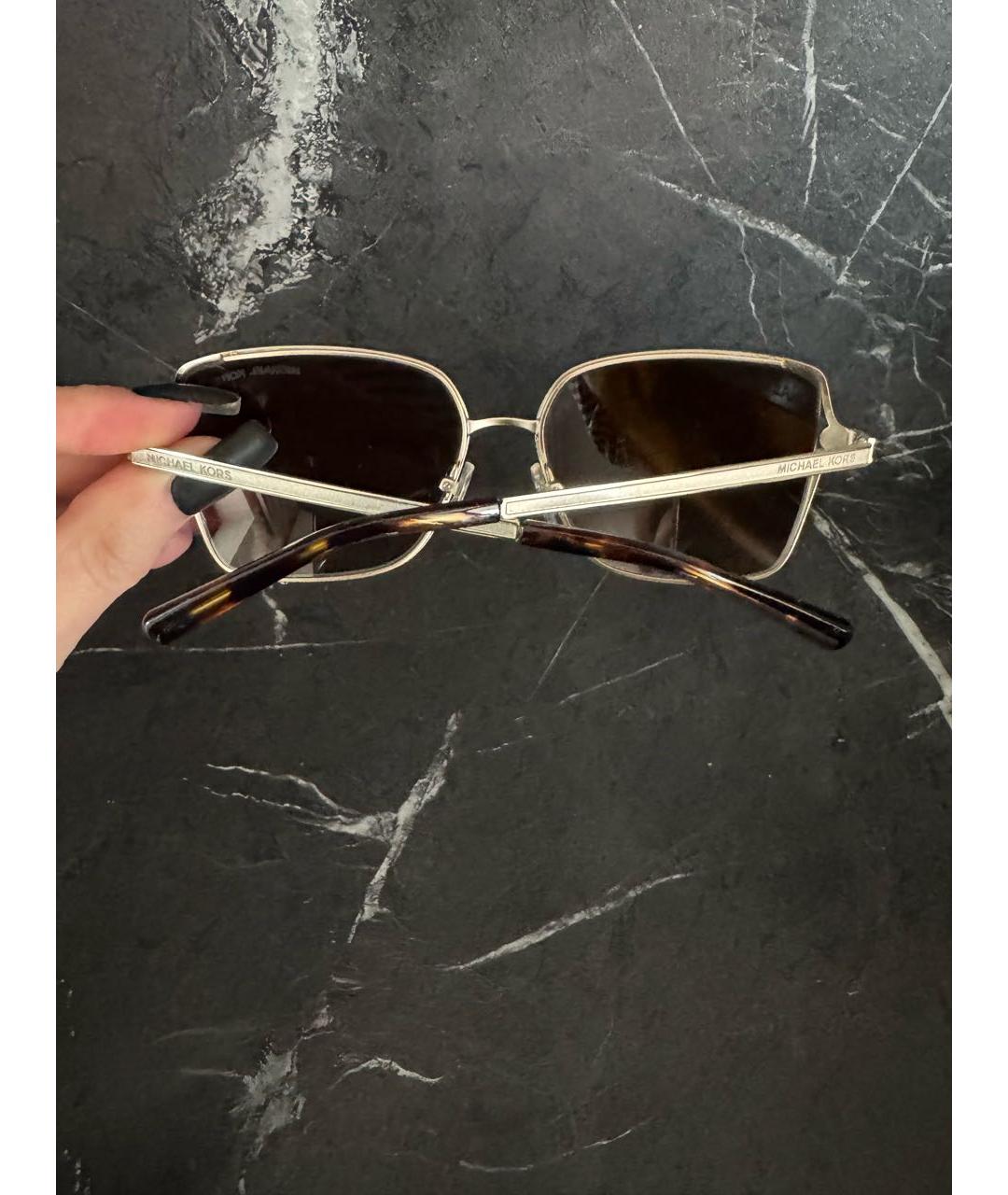 MICHAEL KORS Коричневые металлические солнцезащитные очки, фото 8